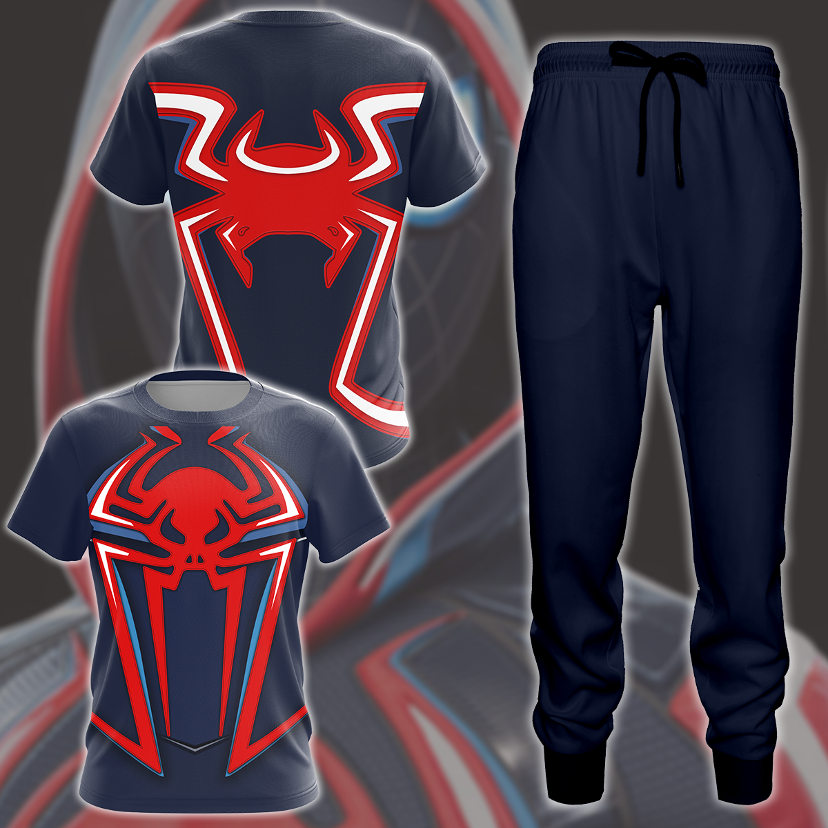 Spider-Man 2 Miles Morales 2099 Suit Cosplay Video Game All Over Printed T-shirt Tank Top Zip Hoodie Pullover Hoodie Hawaiian Shirt Beach Shorts Joggers   