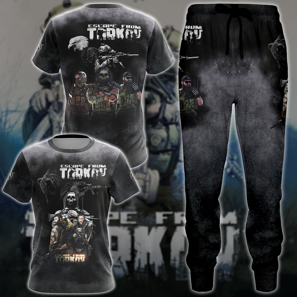 Escape From Tarkov Video Game 3D All Over Printed T-shirt Tank Top Zip Hoodie Pullover Hoodie Hawaiian Shirt Beach Shorts Jogger   