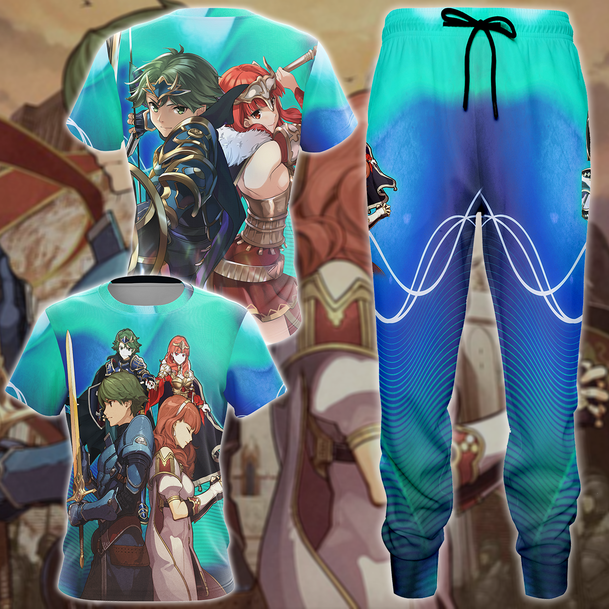 Fire Emblem Alm & Celica Video Game 3D All Over Print T-shirt Tank Top Zip Hoodie Pullover Hoodie Hawaiian Shirt Beach Shorts Jogger   