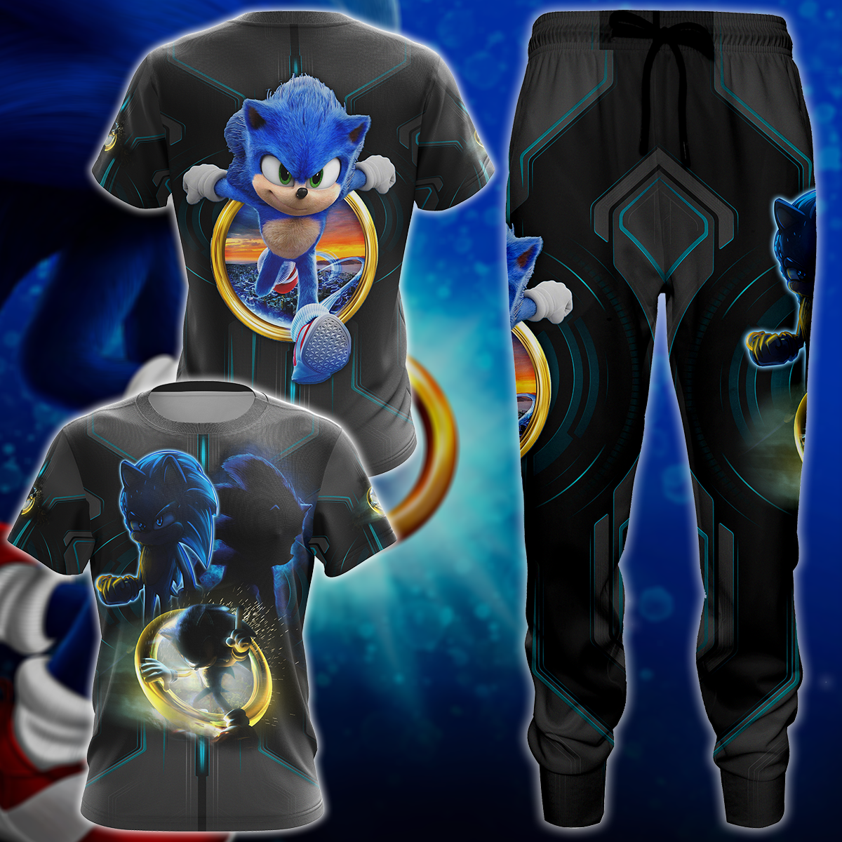 Sonic The Hedgehog Video Game 3D All Over Print T-shirt Tank Top Zip Hoodie Pullover Hoodie Hawaiian Shirt Beach Shorts Jogger   