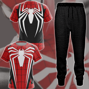 Spider-Man 2 Peter Parker Advanced Suit 2.0 Red & Black Cosplay Video Game All Over Printed T-shirt Tank Top Zip Hoodie Pullover Hoodie Hawaiian Shirt Beach Shorts Joggers   