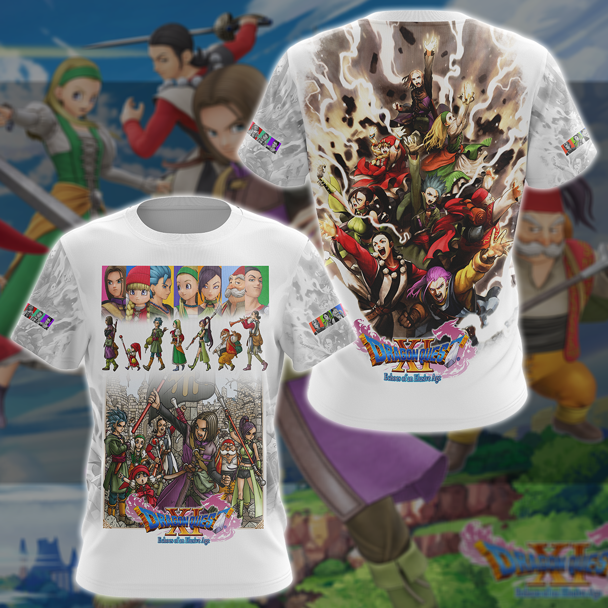 Dragon Quest XI Video Game 3D All Over Printed T-shirt Tank Top Zip Hoodie Pullover Hoodie Hawaiian Shirt Beach Shorts Jogger T-shirt S 