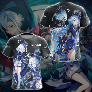 Furina Genshin Impact Video Game All Over Printed T-shirt Tank Top Zip Hoodie Pullover Hoodie Hawaiian Shirt Beach Shorts Joggers   