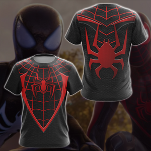 Spider-Man 2 Miles Morales Upgraded Suit Cosplay Video Game All Over Printed T-shirt Tank Top Zip Hoodie Pullover Hoodie Hawaiian Shirt Beach Shorts Joggers   