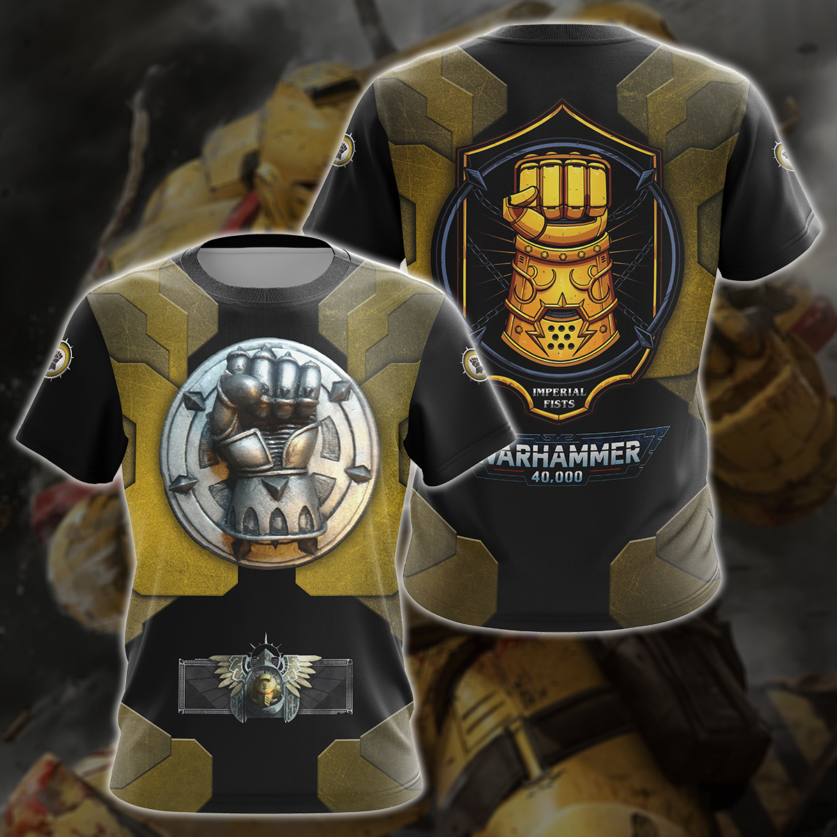 Warhammer 40K Imperial Fists Video Game All-Over T-shirt Hoodie Tank Top Hawaiian Shirt Beach Shorts Joggers T-shirt S 