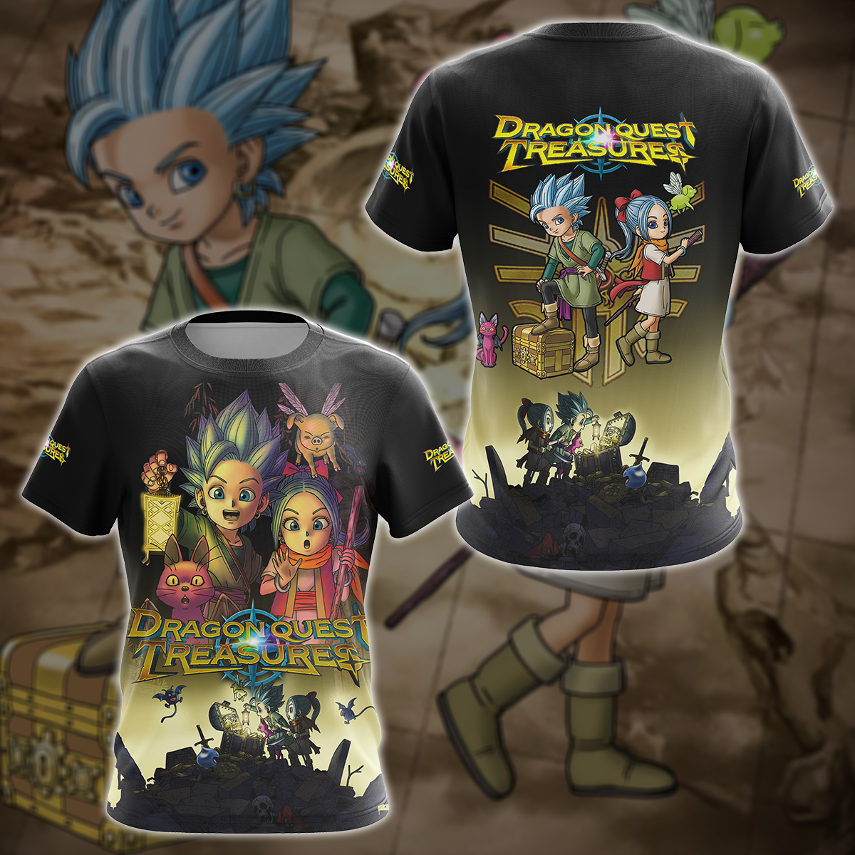 Dragon Quest Treasures Video Game 3D All Over Printed T-shirt Tank Top Zip Hoodie Pullover Hoodie Hawaiian Shirt Beach Shorts Jogger T-shirt S 