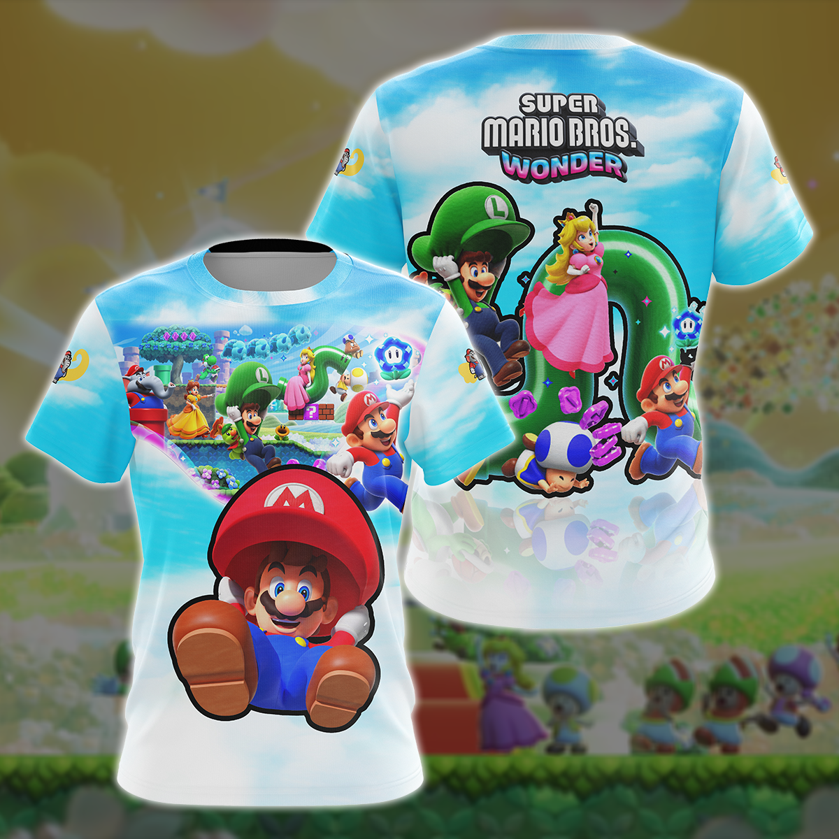 Super Mario Bros. Wonder Video Game All Over Printed T-shirt Tank Top Zip Hoodie Pullover Hoodie Hawaiian Shirt Beach Shorts Joggers T-shirt S 