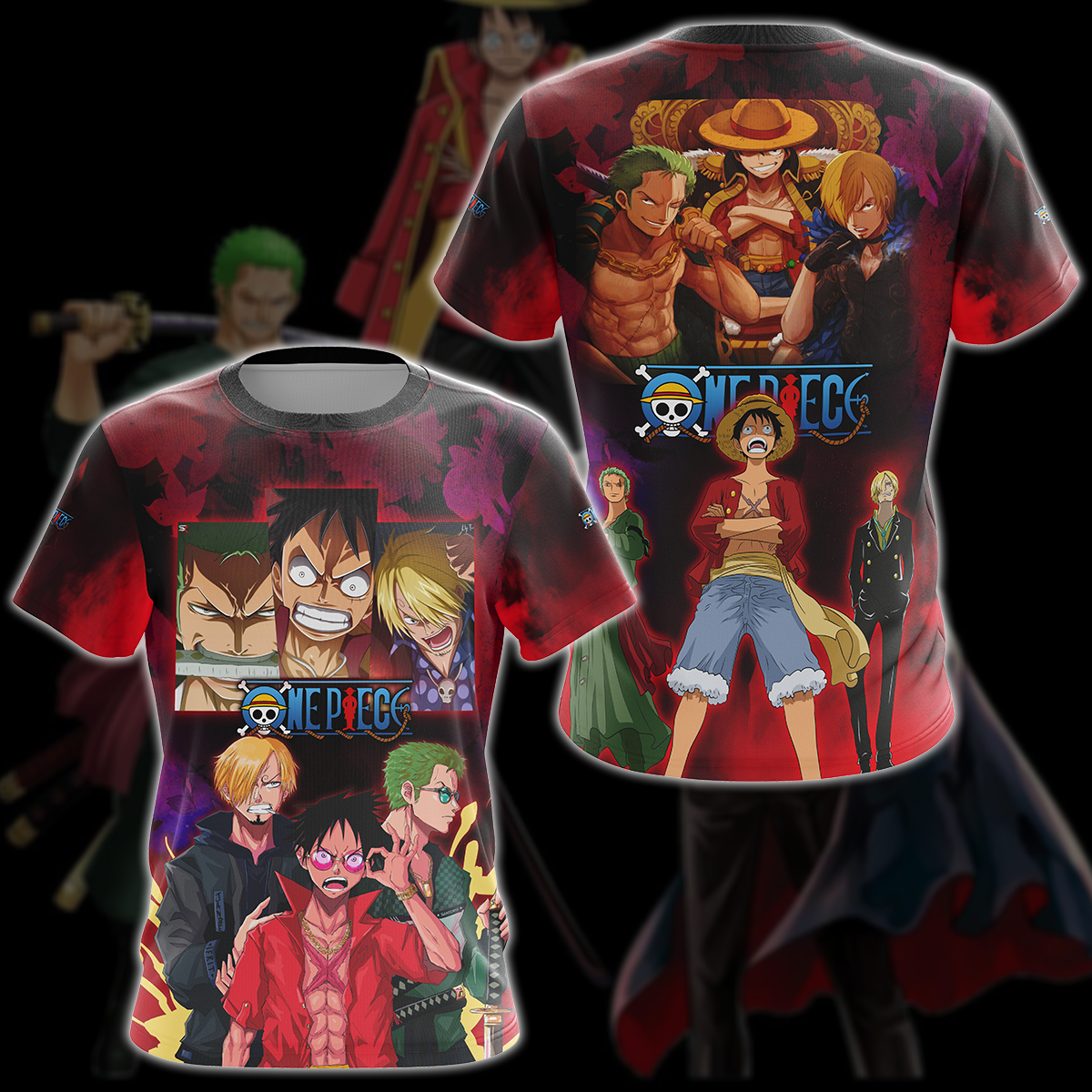 One Piece Luffy Sanji Zoro Anime Manga 3D All Over Print T-shirt Tank Top Zip Hoodie Pullover Hoodie Hawaiian Shirt Beach Shorts Jogger T-shirt S 