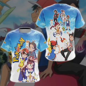 Pokemon Ash Ketchum Anime Manga 3D All Over Print T-shirt Tank Top Zip Hoodie Pullover Hoodie Hawaiian Shirt Beach Shorts Jogger T-shirt S 