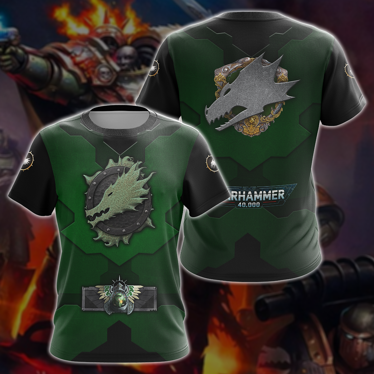 Warhammer 40K Salamanders Video Game All-Over T-shirt Hoodie Tank Top Hawaiian Shirt Beach Shorts Joggers T-shirt S 