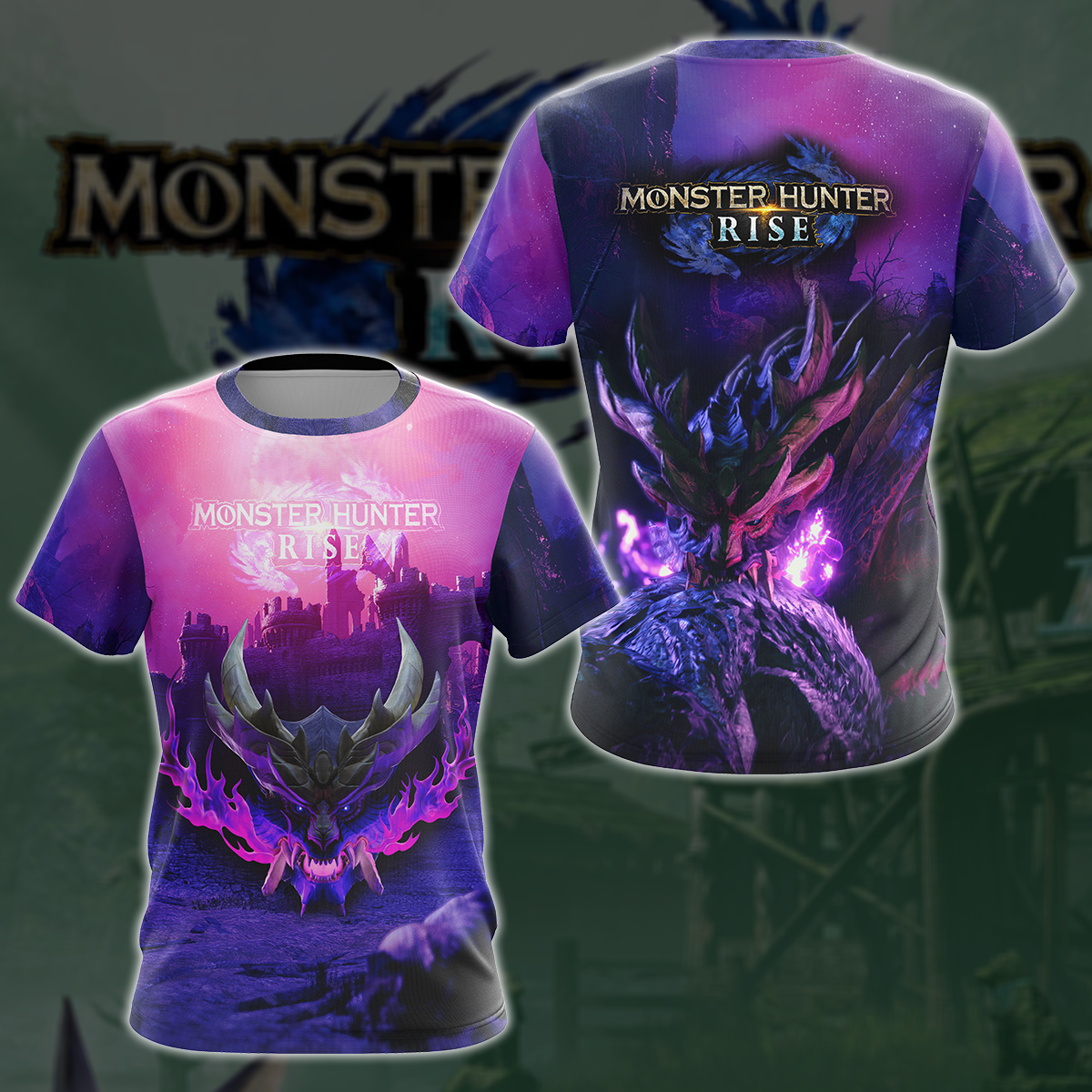 Monster Hunter Rise Video Game 3D All Over Printed T-shirt Tank Top Zip Hoodie Pullover Hoodie Hawaiian Shirt Beach Shorts Jogger T-shirt S 