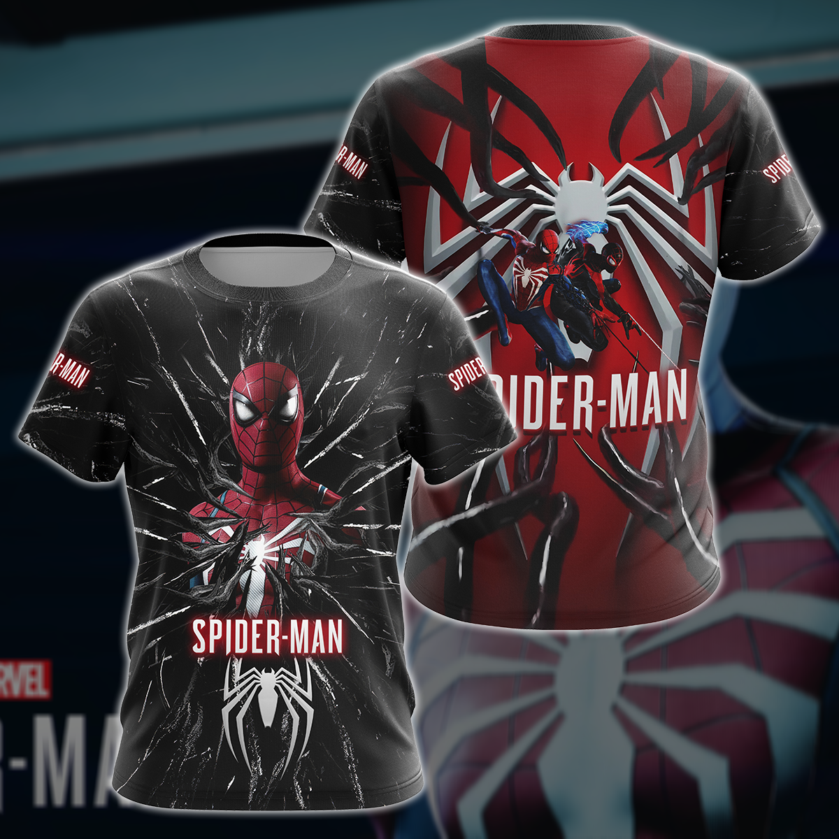 Spider-Man 2 Video Game All Over Printed T-shirt Tank Top Zip Hoodie Pullover Hoodie Hawaiian Shirt Beach Shorts Joggers T-shirt S 