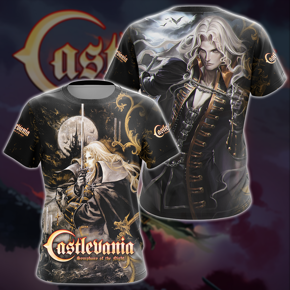 Castlevania: Symphony of the Night Video Game 3D All Over Printed T-shirt Tank Top Zip Hoodie Pullover Hoodie Hawaiian Shirt Beach Shorts Joggers T-shirt S 