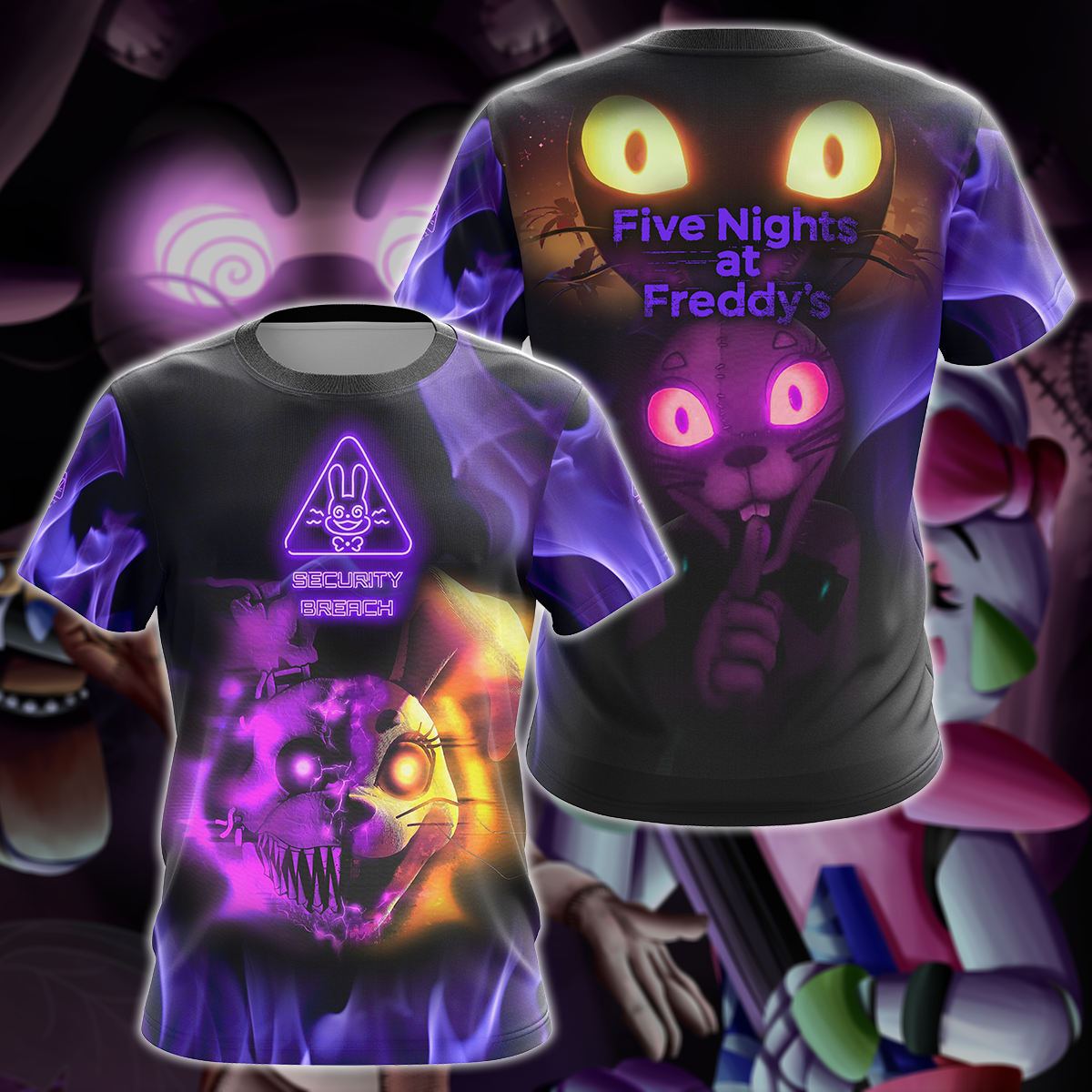 Five Nights at Freddy's: Security Breach Video Game 3D All Over Print T-shirt Tank Top Zip Hoodie Pullover Hoodie Hawaiian Shirt Beach Shorts Jogger T-shirt S 