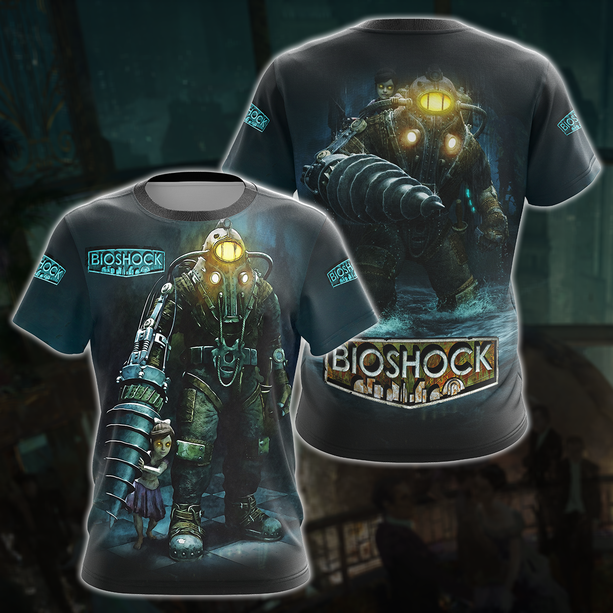 BioShock Video Game All Over Printed T-shirt Tank Top Zip Hoodie Pullo ...