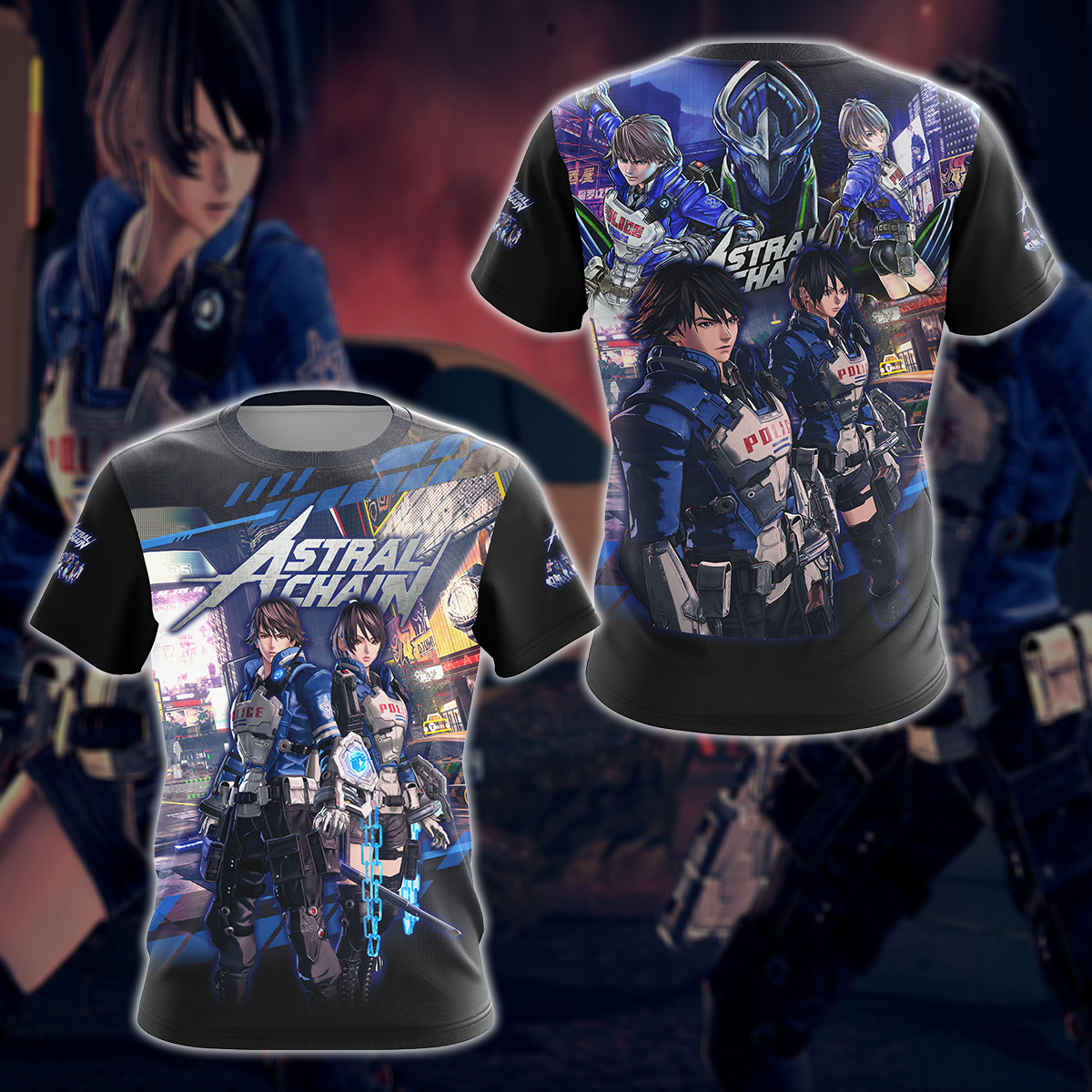 Astral Chain Video Game 3D All Over Printed T-shirt Tank Top Zip Hoodie Pullover Hoodie Hawaiian Shirt Beach Shorts Jogger T-shirt S 