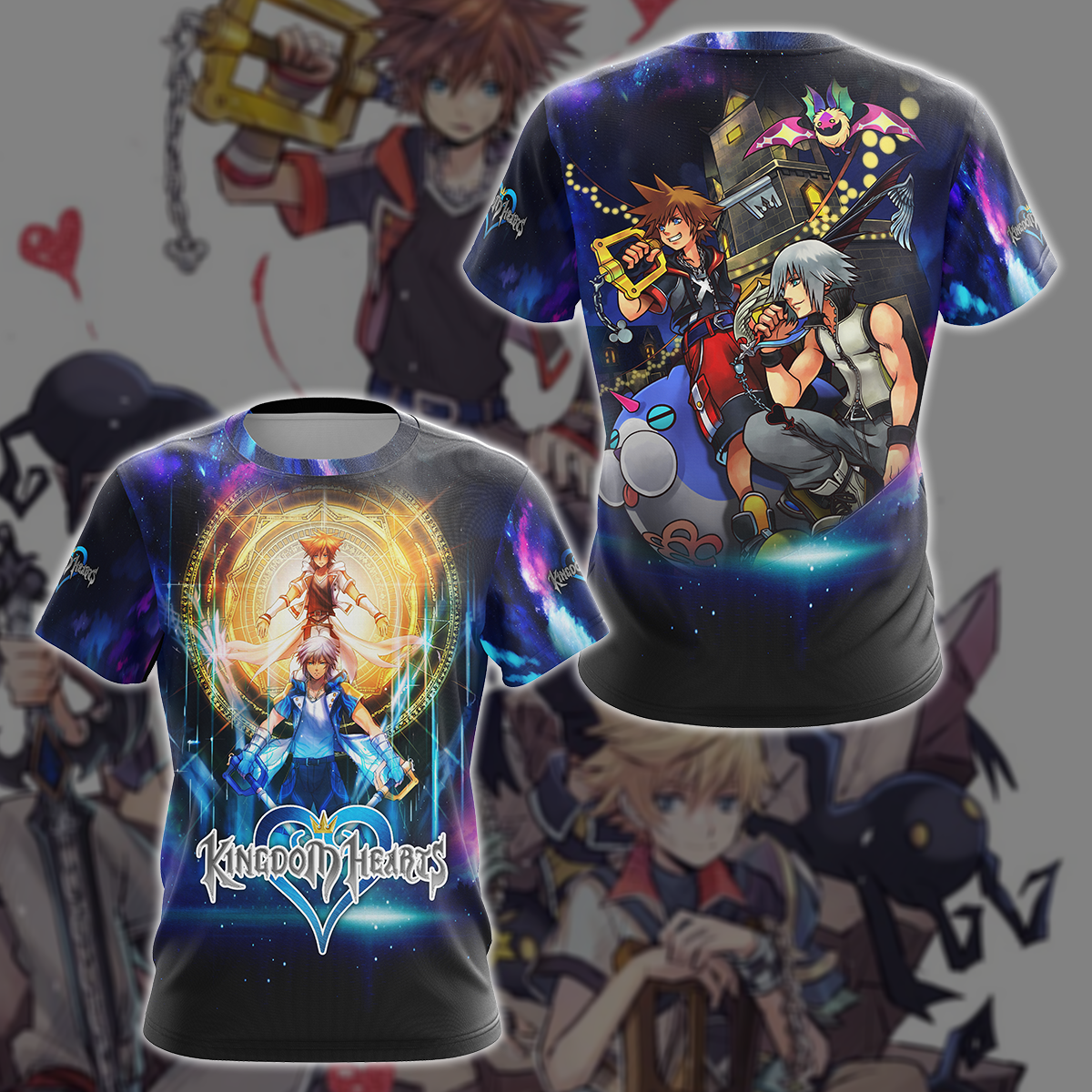 Kingdom Hearts Sora & Riku Video Game 3D All Over Printed T-shirt Tank Top Zip Hoodie Pullover Hoodie Hawaiian Shirt Beach Shorts Jogger T-shirt S 