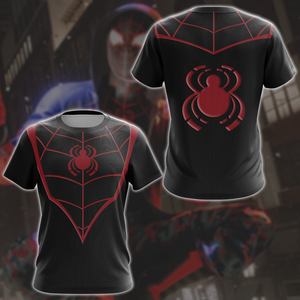 Spider-Man 2 Miles Morales The End Suit Cosplay Video Game All Over Printed T-shirt Tank Top Zip Hoodie Pullover Hoodie Hawaiian Shirt Beach Shorts Joggers   