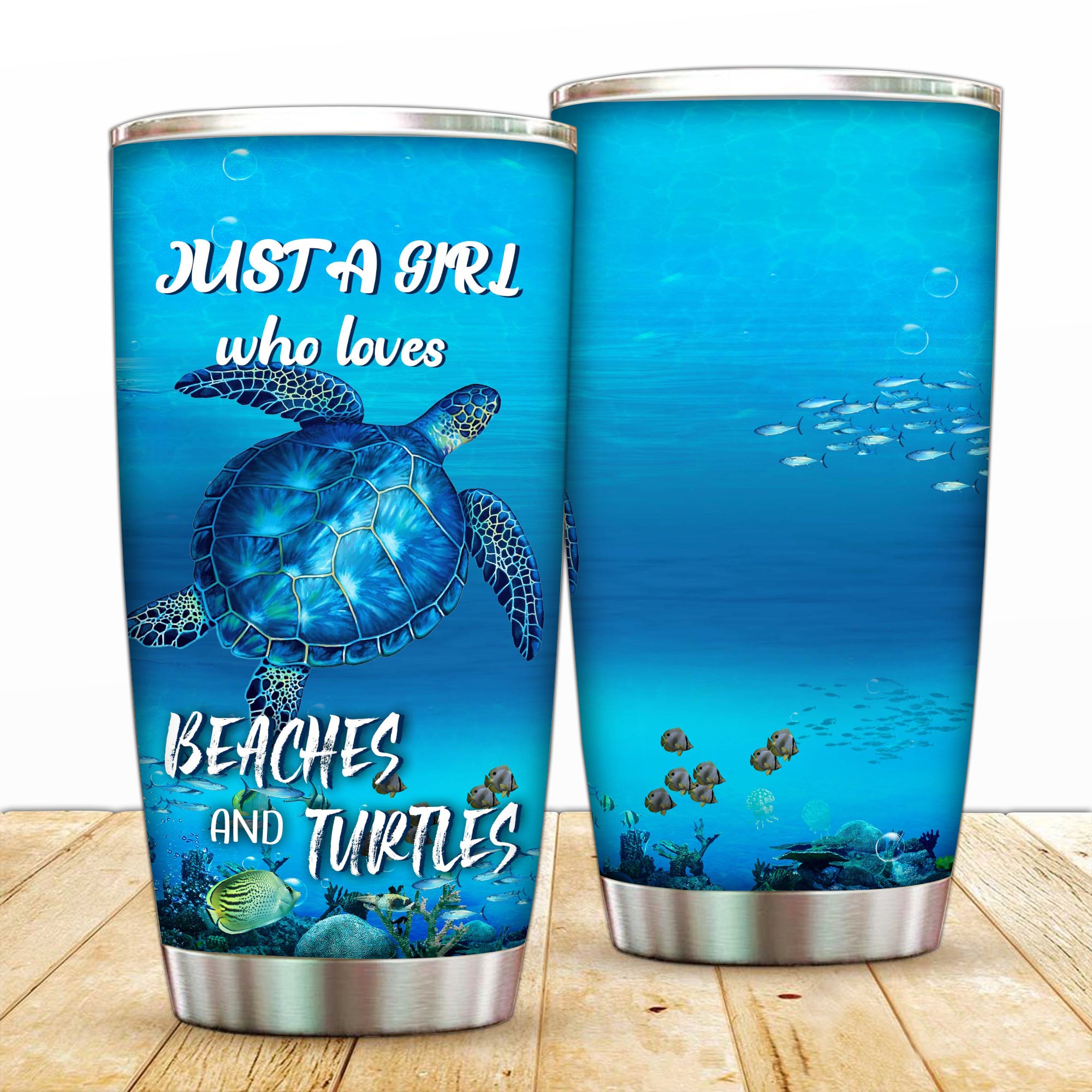 Just A Girl Who Loves Beaches and Turtles Tumbler 20 Oz  