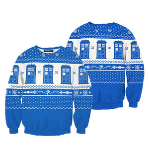Doctor Who TARDIS Ugly Christmas 3D Sweater S  