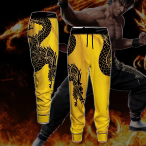 Tekken Marshall Law Cosplay 3D Jogging Pants Yellow S 