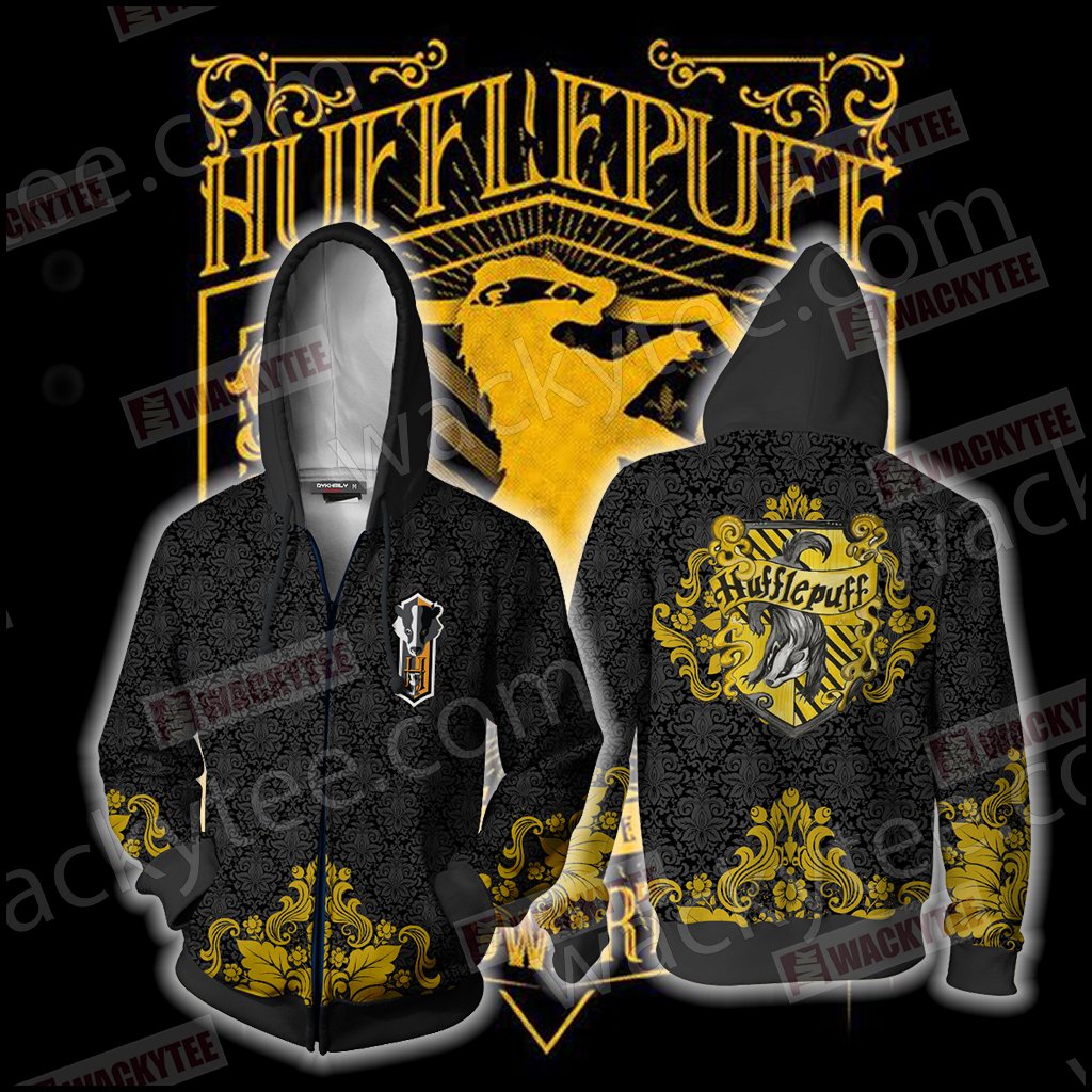 Loyal Like A Hufflepuff Harry Potter Wacky Style Zip Up Hoodie S  