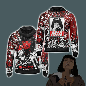 Pump Fiction Mia Wallace - I Have To Go Powder My Nose Unisex 3D T-shirt Zip Hoodie XS 