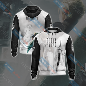 Final Fantasy VII - Cloud Strife Unisex 3D T-shirt Zip Hoodie S 