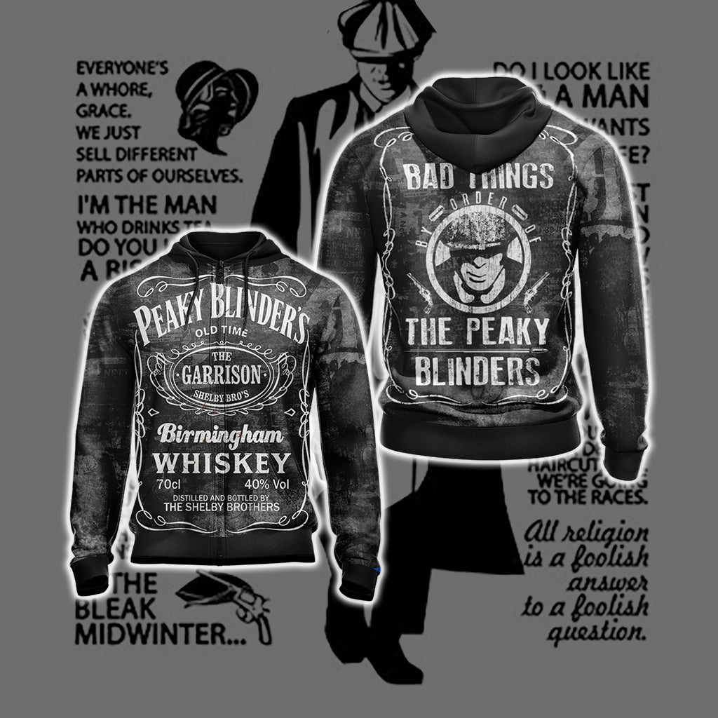 Peaky Blinders I Do Bad Things Unisex 3D T-shirt Zip Hoodie XS 