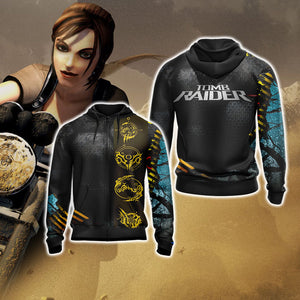 Tomb Raider Legend - Column symbols Unisex 3D T-shirt Zip Hoodie XS 