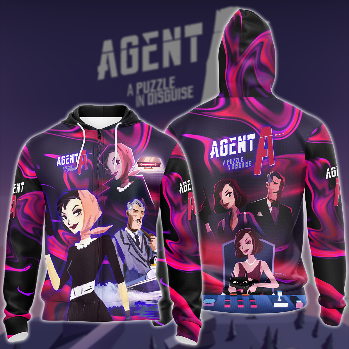 Agent A: Puzzle in disguise Video Game All-Over T-shirt Hoodie Tank Top Hawaiian Shirt Beach Shorts Joggers Zip Hoodie S 
