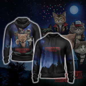 Stranger Things x Cats Unisex 3D T-shirt Zip Hoodie XS 