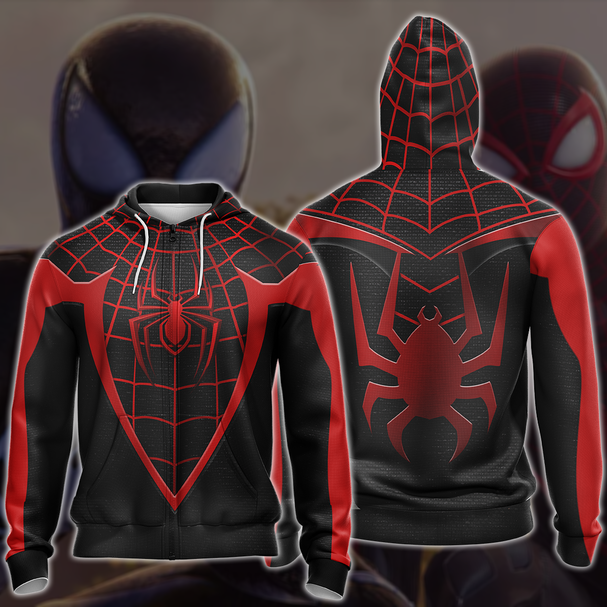 Spider-Man 2 Miles Morales Upgraded Suit Cosplay Video Game All Over Printed T-shirt Tank Top Zip Hoodie Pullover Hoodie Hawaiian Shirt Beach Shorts Joggers Zip Hoodie S 
