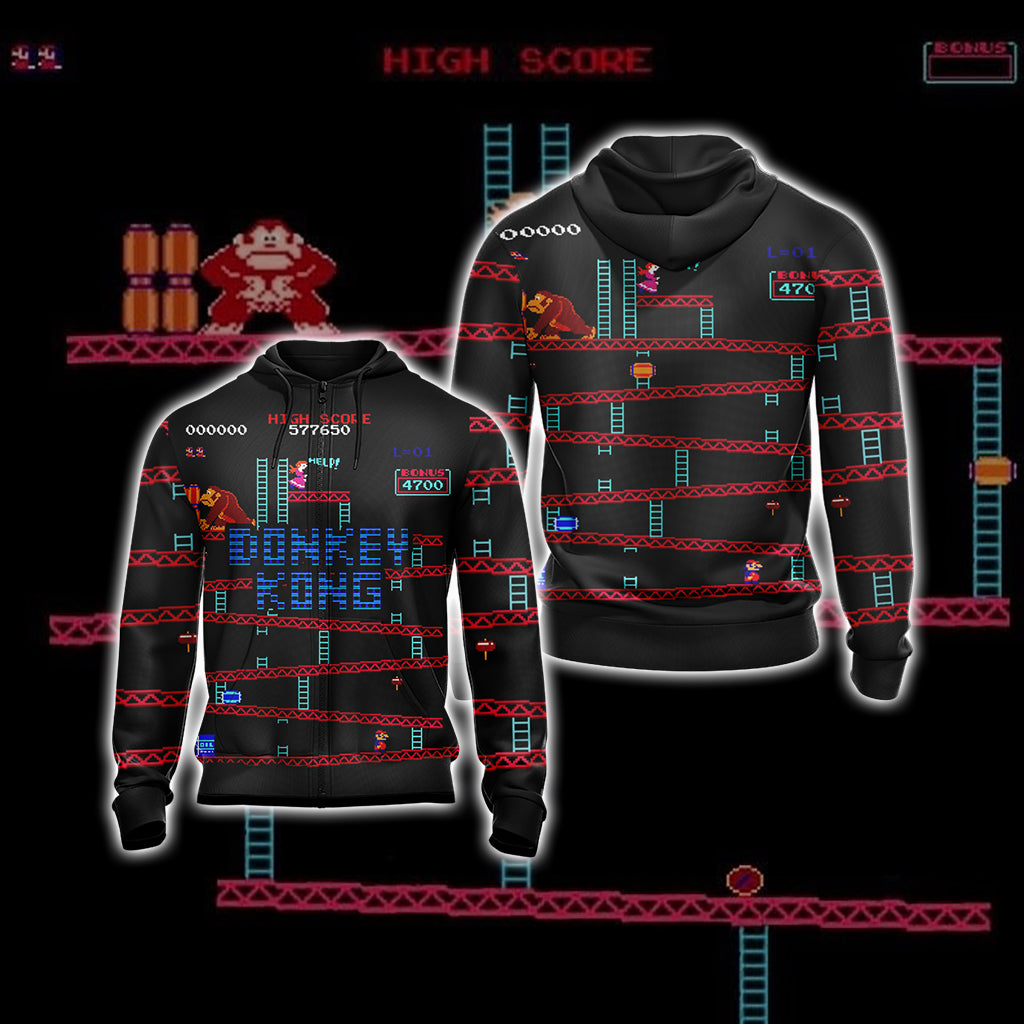 Donkey Kong New Game Unisex 3D T-shirt Zip Hoodie XS 