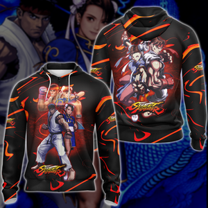 Street Fighter: Ryu & Chun-Li Video Game 3D All Over Printed T-shirt Tank Top Zip Hoodie Pullover Hoodie Hawaiian Shirt Beach Shorts Jogger Zip Hoodie S 
