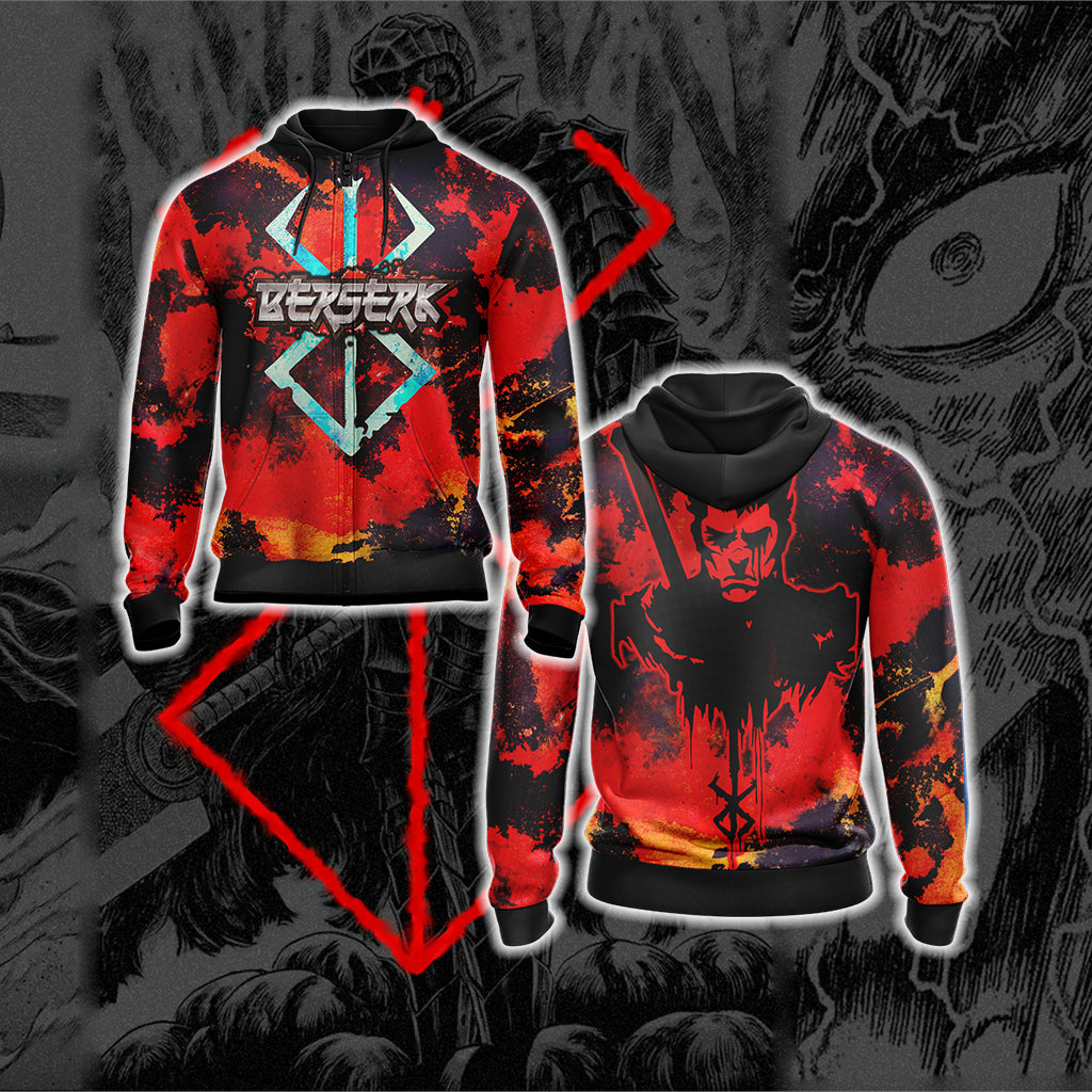 Berserk New Unisex 3D T-shirt Zip Hoodie XS 