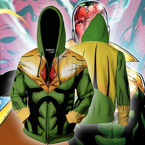 The Vision Cosplay Zip Up Hoodie Jacket US/EU XXS (ASIAN S) Version 2 