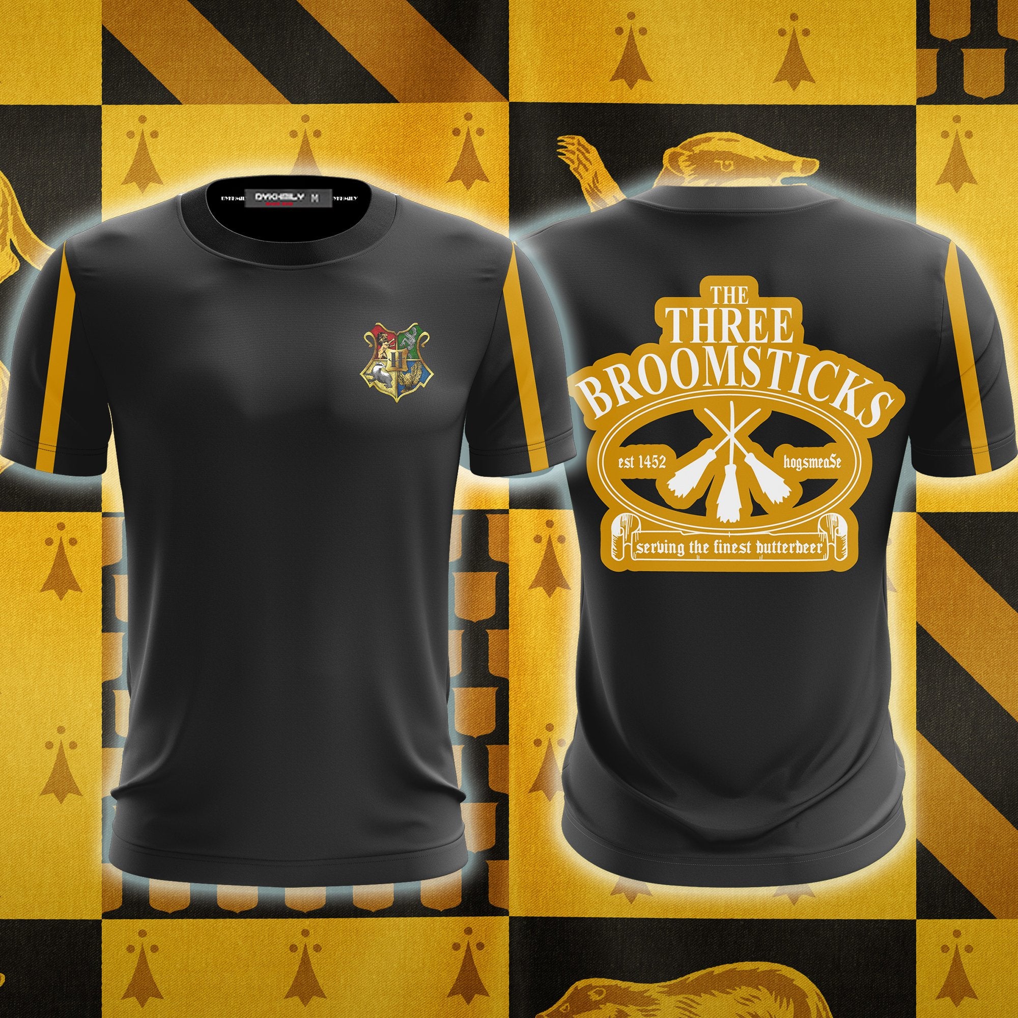 The Three Broomsticks Hufflepuff Harry Potter Unisex 3D T-shirt S  