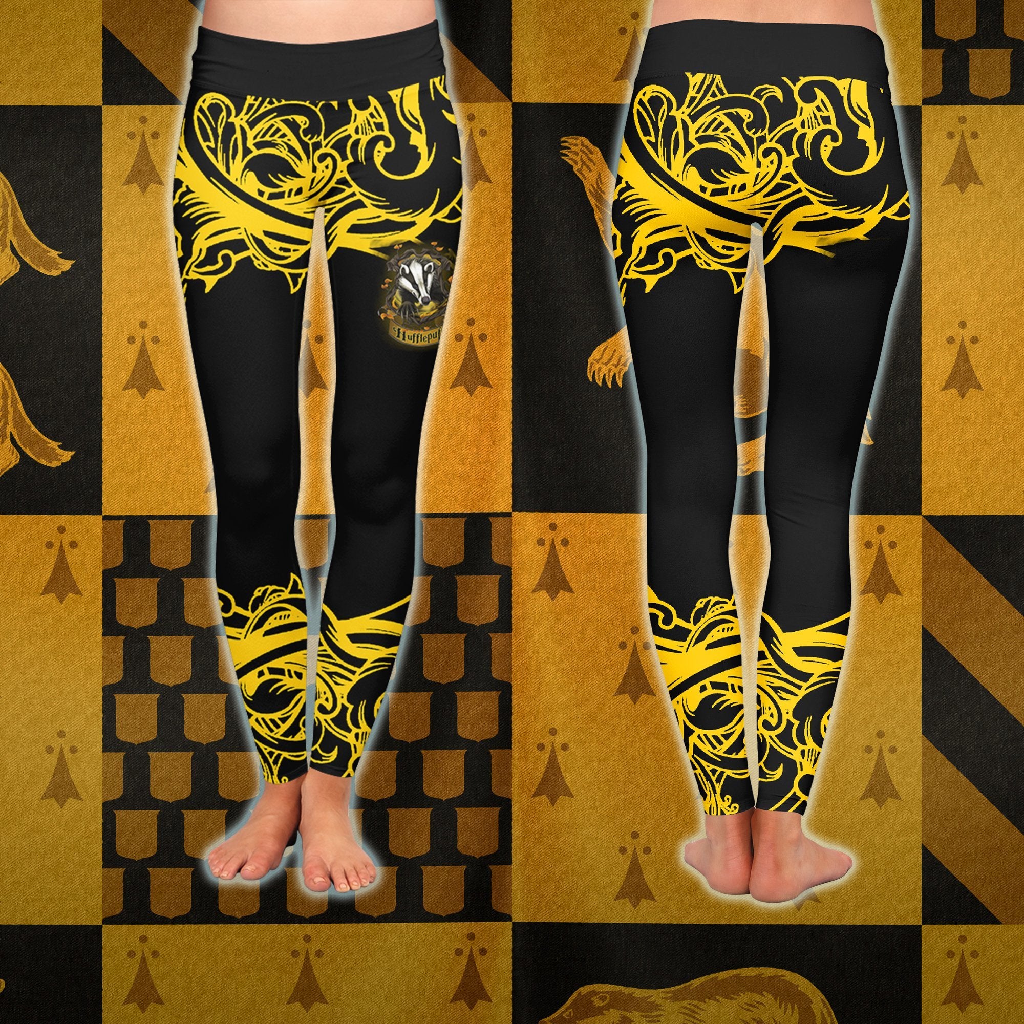 Loyal Like A Hufflepuff Harry Potter 3D Leggings S  