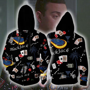Brooklyn 99: Boyle's Blackjack Shirt Cosplay Zip Up Hoodie Jacket US/EU XXS (ASIAN S)  