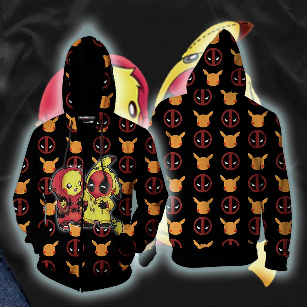 PikaPool Deadpool And Pikachu Unisex 3D T-shirt Zip Hoodie XS 