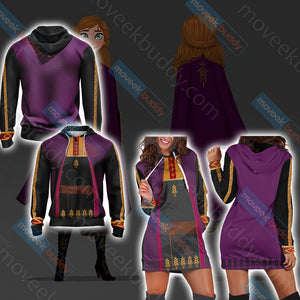 Frozen 2 - Anna Cosplay Version 2 3D Hoodie Dress   