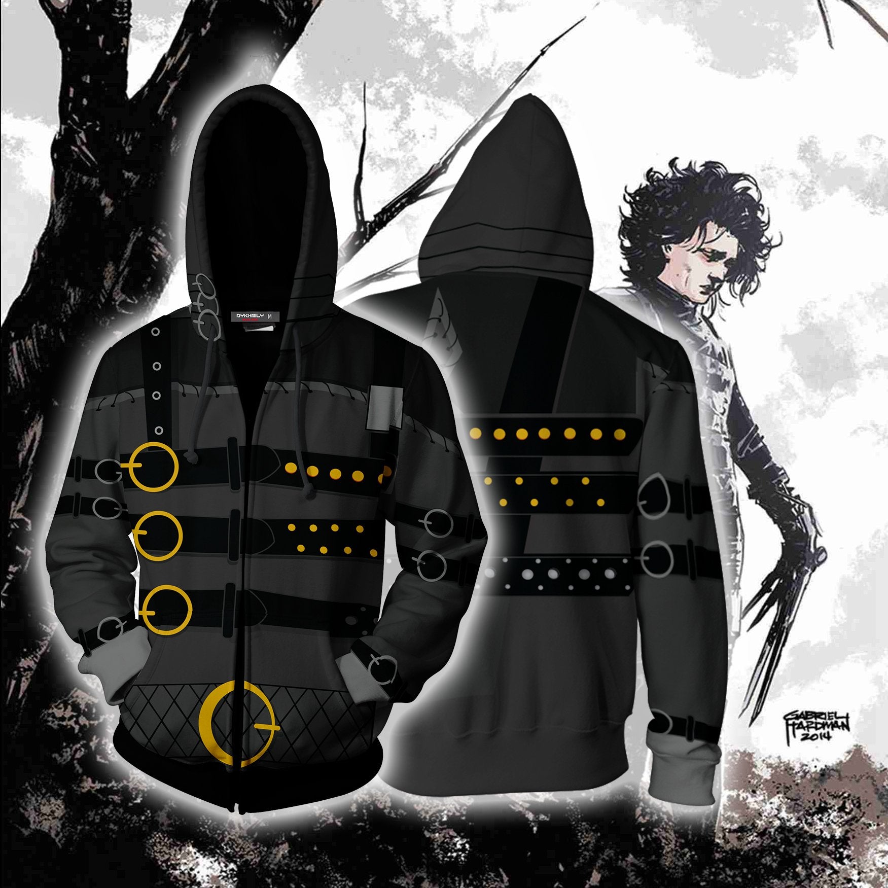 Edward Scissorhands Cosplay Zip Up Hoodie Jacket XS  