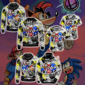 Crash Bandicoot x Mario x Sonic The Hedgehog Unisex 3D T-shirt   