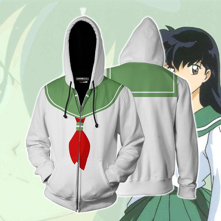 Inuyasha Kagome Higurashi Cosplay Zip Up Hoodie Jacket XS  