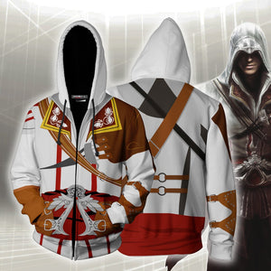 Assassin's Creed II Altair Ibn-La'Ahad Cosplay Zip Up Hoodie Jacket XS  