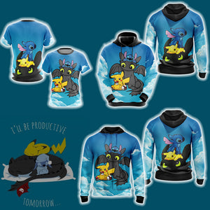 Stitch - Pokemon - How to train your dragon Unisex 3D T-shirt   