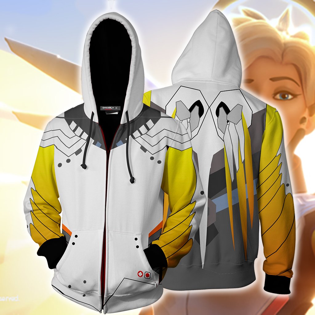 Overwatch Mercy Cosplay Zip Up Hoodie Jacket – MoveekBuddyShop