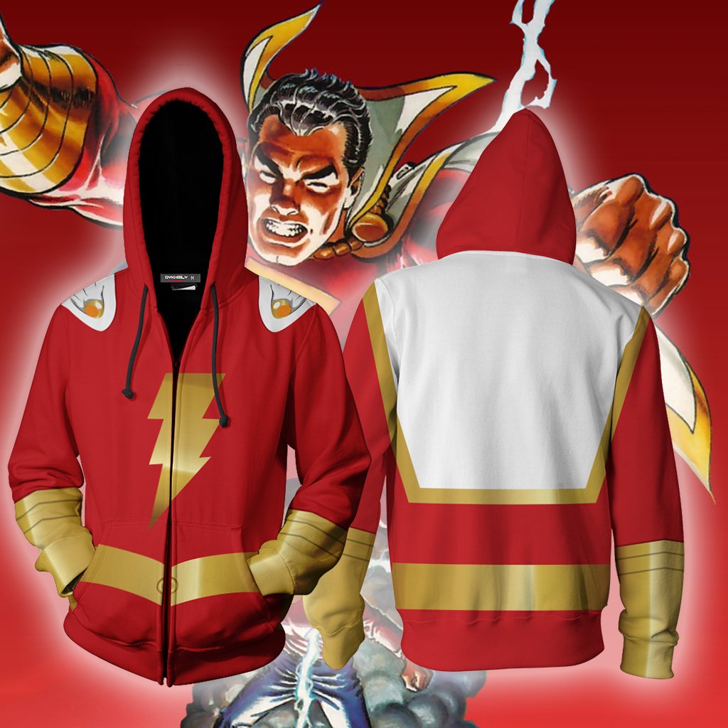 Shazam Cosplay Zip Up Hoodie Jacket XS  