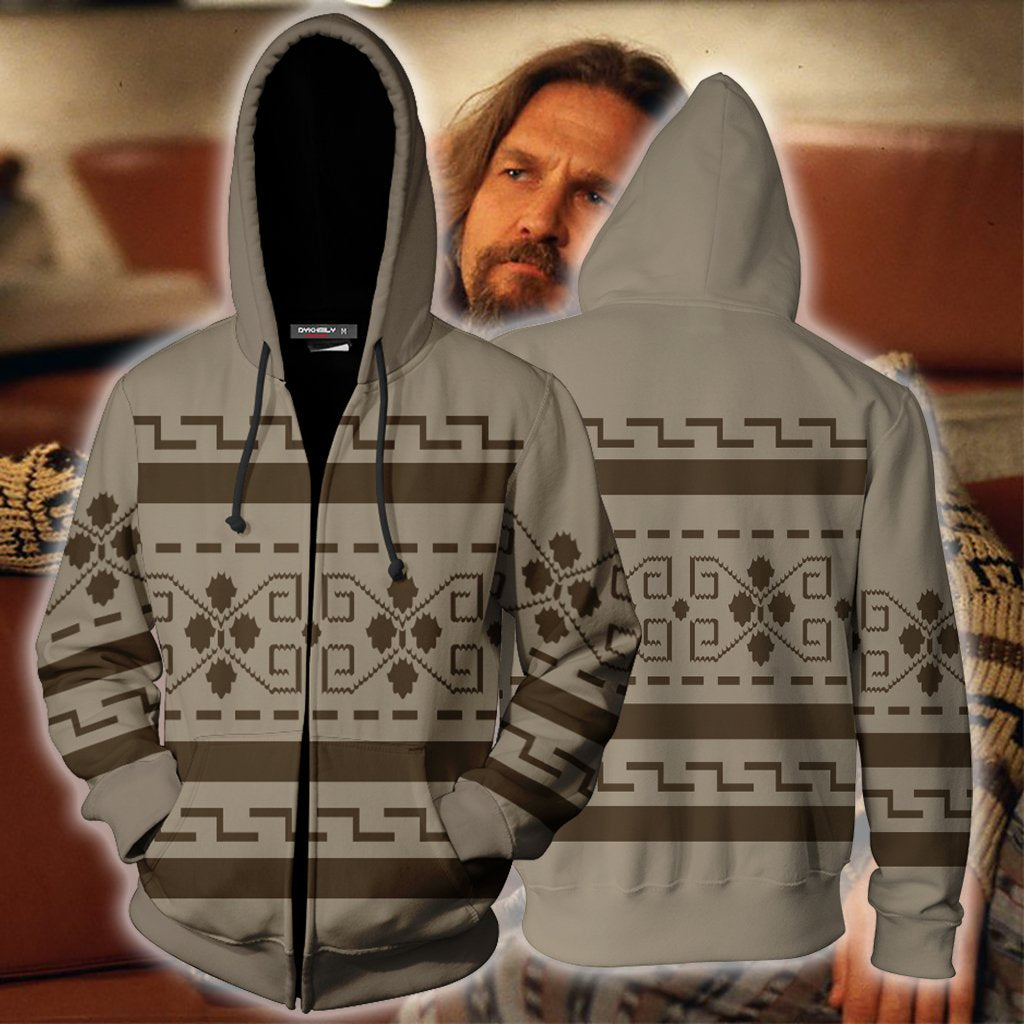 The Big Lebowski The Dude Cosplay Zip Up Hoodie Jacket XS  